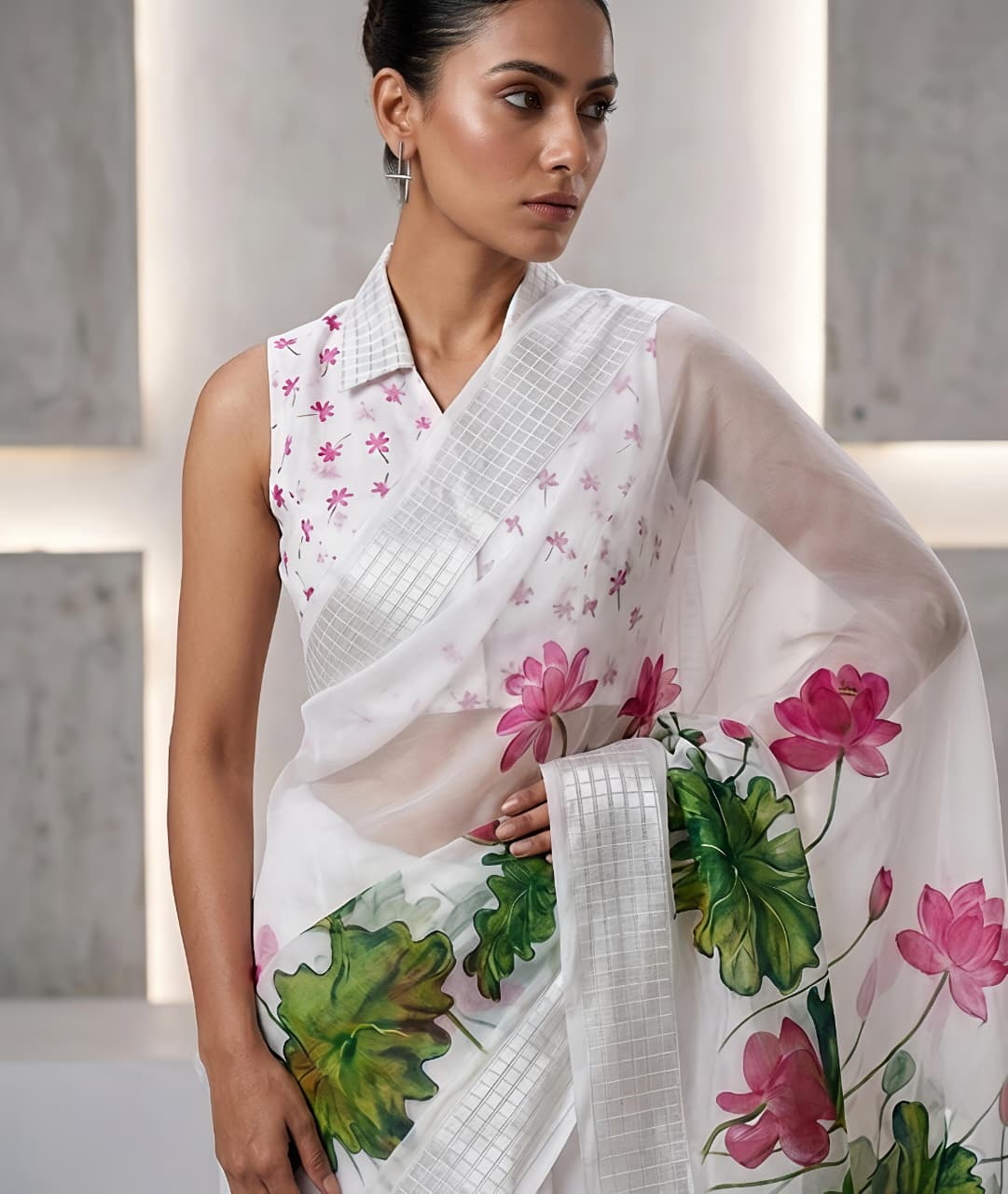 Soft Georgette Chiffon Floral Saree with Weaving Borders – 69 AED