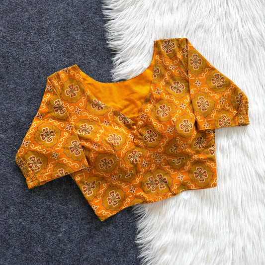 Stretchable Side Elastic Ajrakh Cotton Blouse – 50 AED