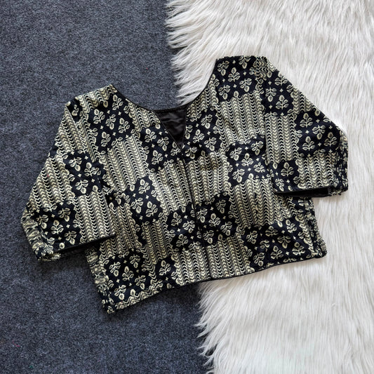 Side Elastic Stretchable Ajrakh Cotton Blouse – 50 AED