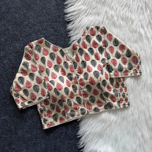 Side Elastic Stretchable Ajrakh Cotton Blouse – 50 AED
