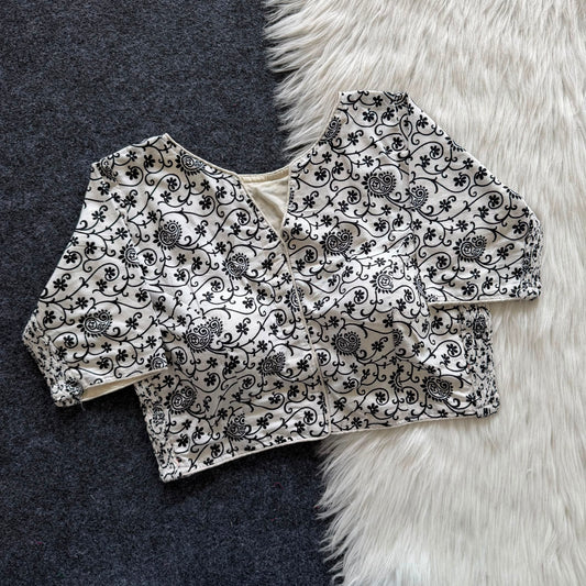 Side Elastic Stretchable Ajrakh Cotton Blouse – 50 AED
