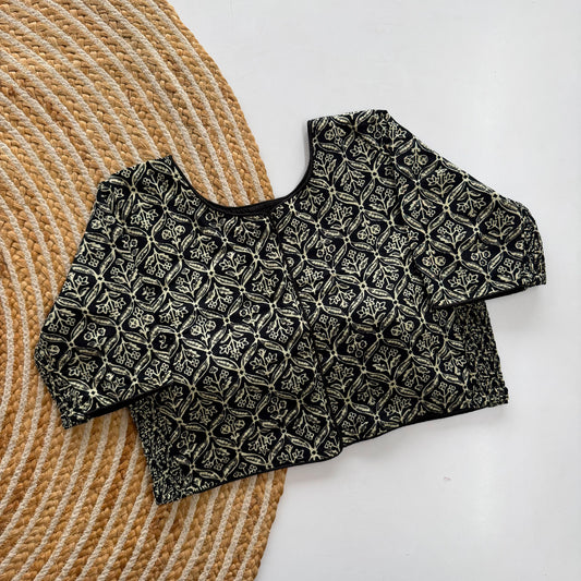 Side Elastic Stretchable Ajrakh Cotton Blouse – 50 AED