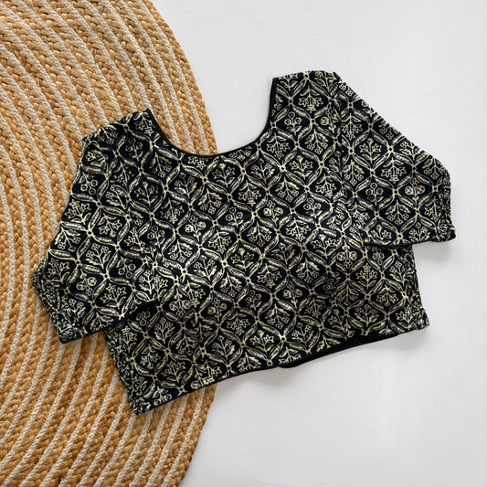 Side Elastic Stretchable Ajrakh Cotton Blouse – 50 AED