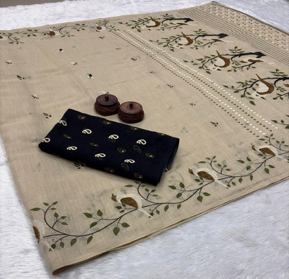 Linen Slub Cotton Saree – 59 AED