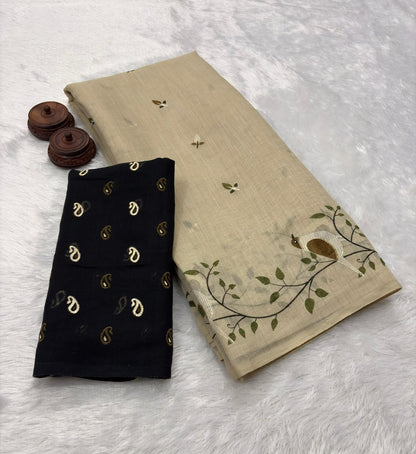 Linen Slub Cotton Saree – 59 AED