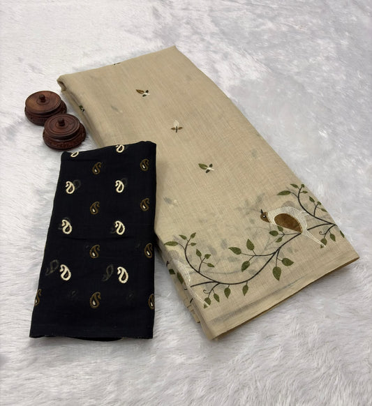Linen Slub Cotton Saree – 59 AED