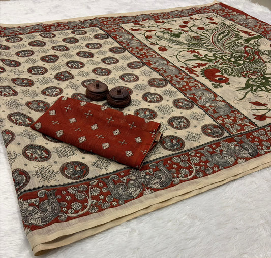 Linen Slub Cotton Saree – 59 AED