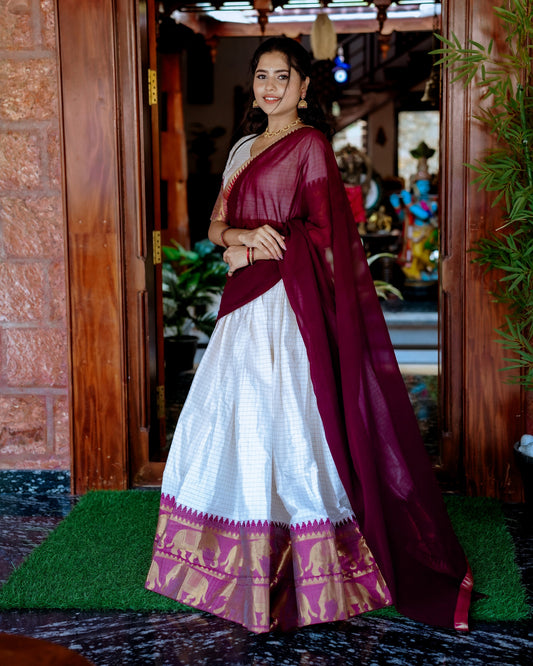 Jacquard Cotton Silk Readymade Dhavani / Half Saree Collection – 99 AED