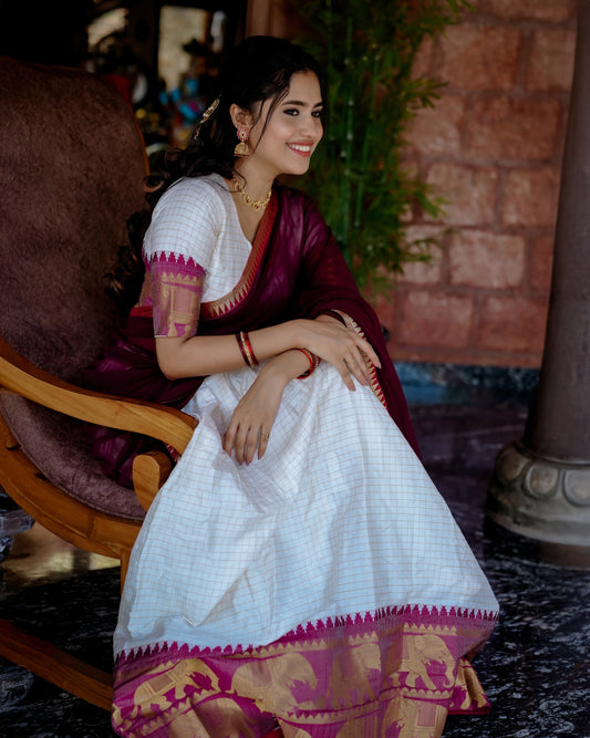 Jacquard Cotton Silk Readymade Dhavani / Half Saree Collection – 99 AED