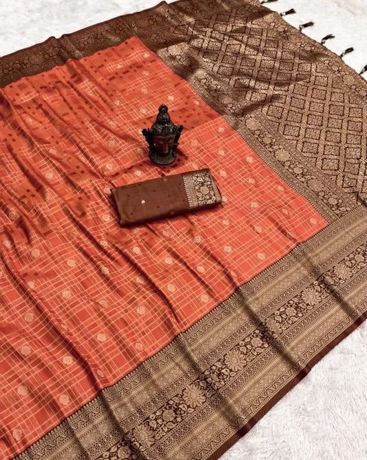 Semi Banarasi Silk Weaving Saree with Jacquard Zari Borders & Zari Weaving Pallu – 99 AED