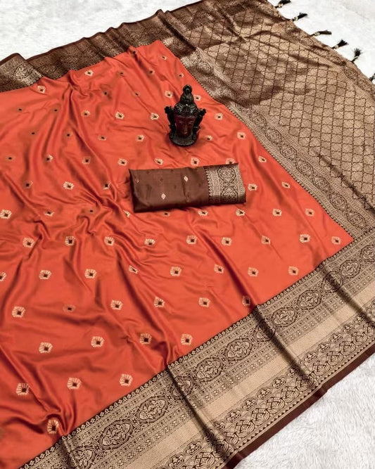 Semi Banarasi Silk Weaving Saree with Jacquard Zari Borders & Zari Weaving Pallu – 99 AED
