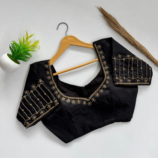 Soft Silk Handcrafted Beadwork Readymade Blouse – 79 AED