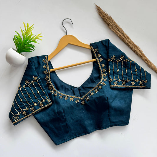 Soft Silk Handcrafted Beadwork Readymade Blouse – 79 AED