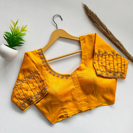 Soft Silk Handcrafted Beadwork Readymade Blouse – 79 AED