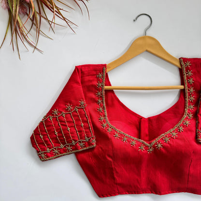 Soft Silk Handcrafted Beadwork Readymade Blouse – 79 AED