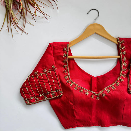 Soft Silk Handcrafted Beadwork Readymade Blouse – 79 AED