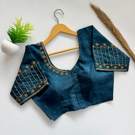 Soft Silk Handcrafted Beadwork Readymade Blouse – 79 AED