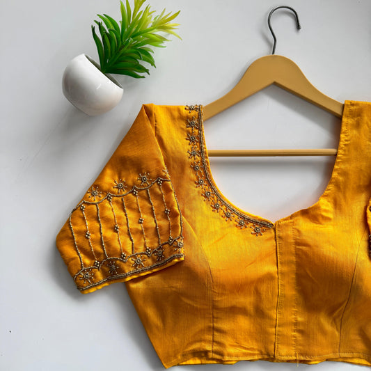 Soft Silk Handcrafted Beadwork Readymade Blouse – 79 AED