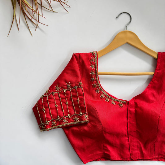 Soft Silk Handcrafted Beadwork Readymade Blouse – 79 AED