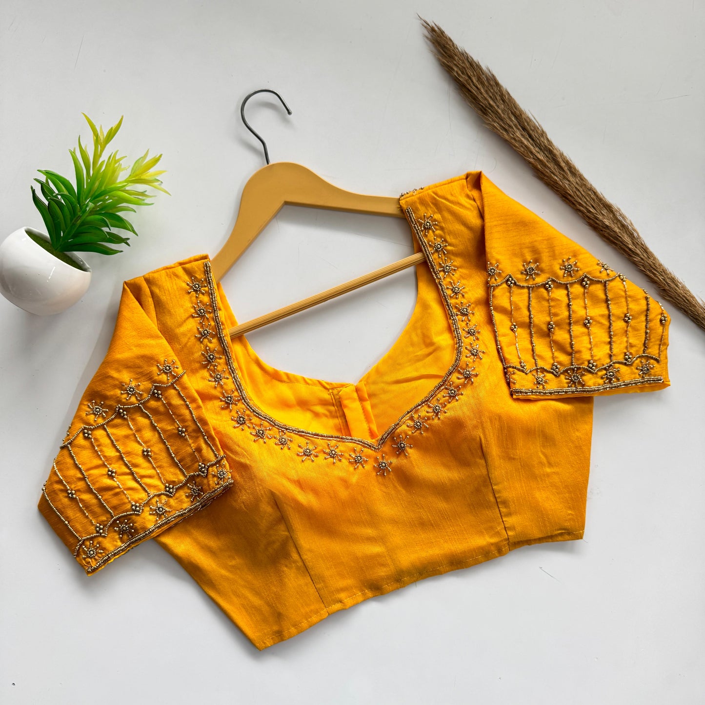 Soft Silk Handcrafted Beadwork Readymade Blouse – 79 AED