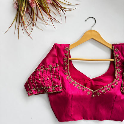 Soft Silk Handcrafted Beadwork Readymade Blouse – 79 AED