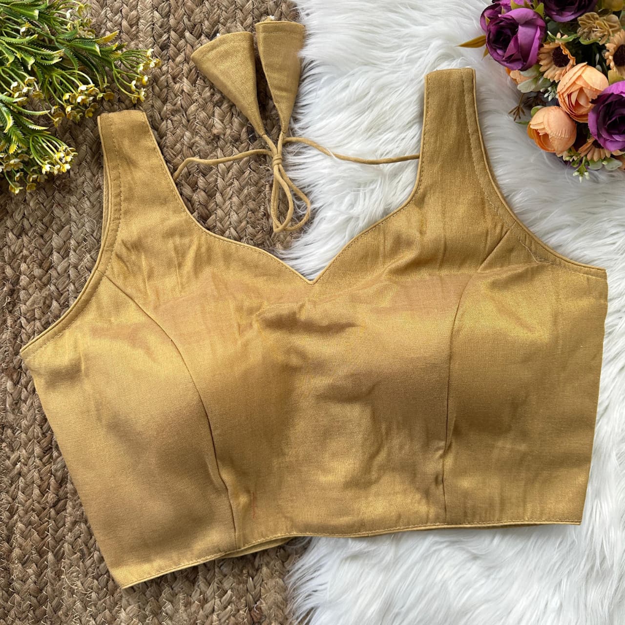 Soft Semi Silk Sweetheart Neck Readymade Blouse – 39 AED