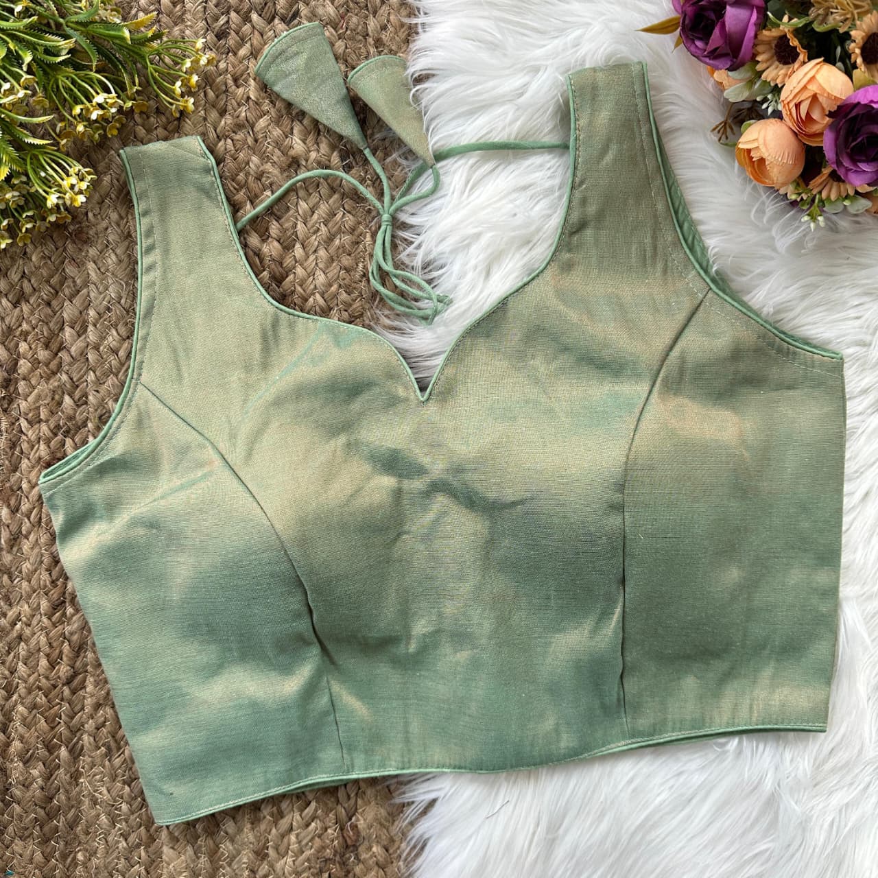 Soft Semi Silk Sweetheart Neck Readymade Blouse – 39 AED