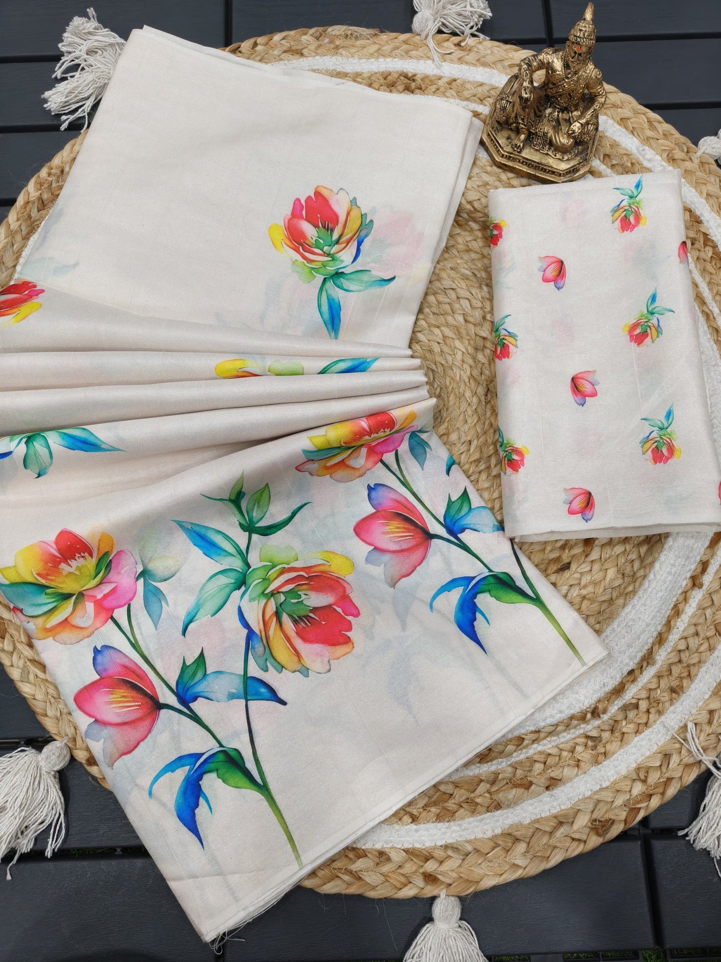 Semi Tussar Silk Floral Saree – 69 AED