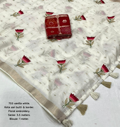 Premium Kota Silk Embroidered Saree with Banarasi Jacquard Silk Blouse – 115 AED