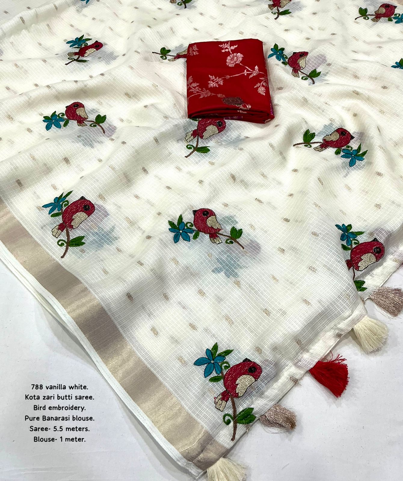 Premium Kota Silk Embroidered Saree with Banarasi Jacquard Silk Blouse – 115 AED