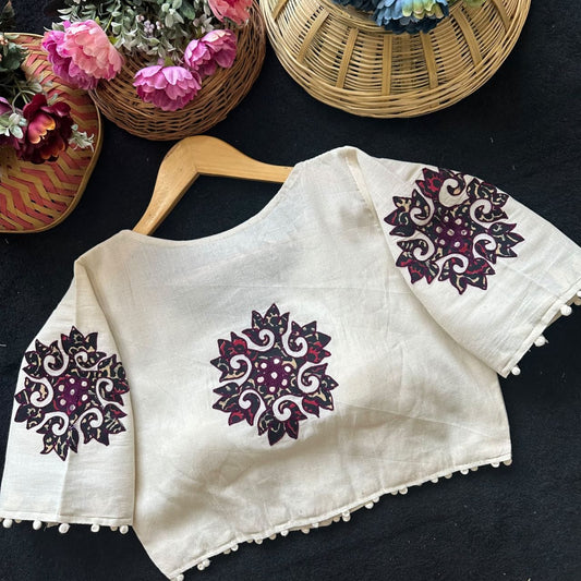 Readymade Appliqué Embroidered & Ajrakh Patch Work Blouse – 59 AED