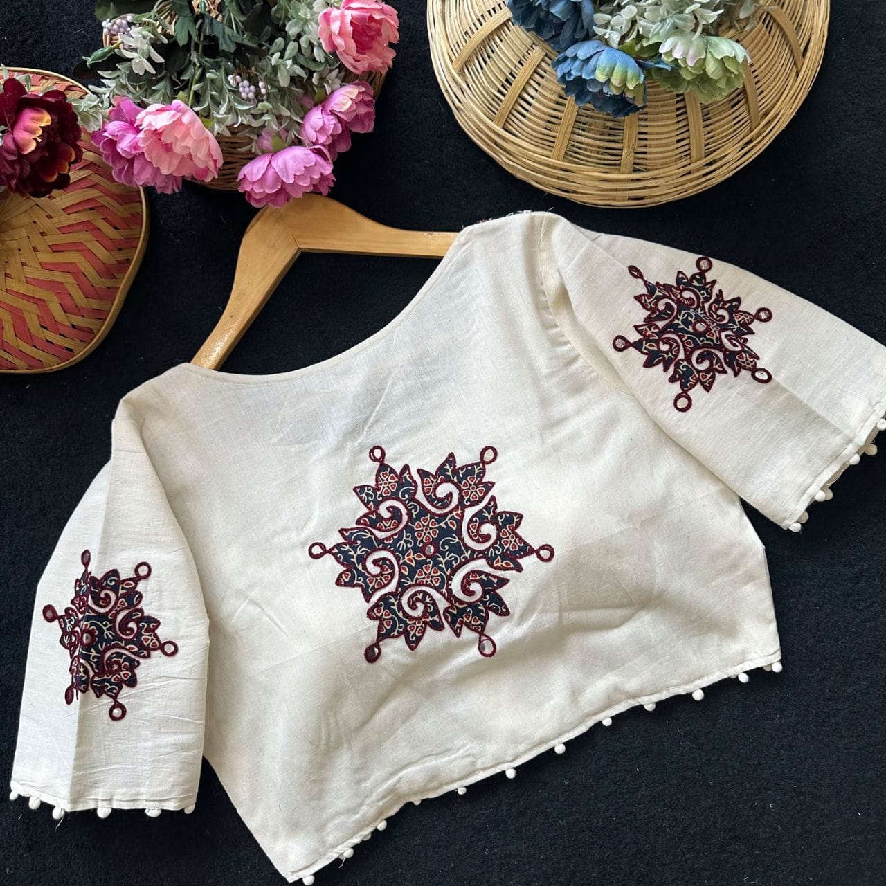 Readymade Appliqué Embroidered & Ajrakh Patch Work Blouse – 59 AED