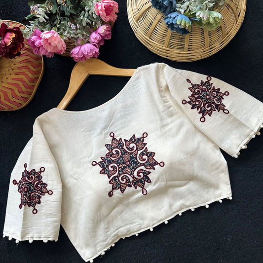 Readymade Appliqué Embroidered & Ajrakh Patch Work Blouse – 59 AED