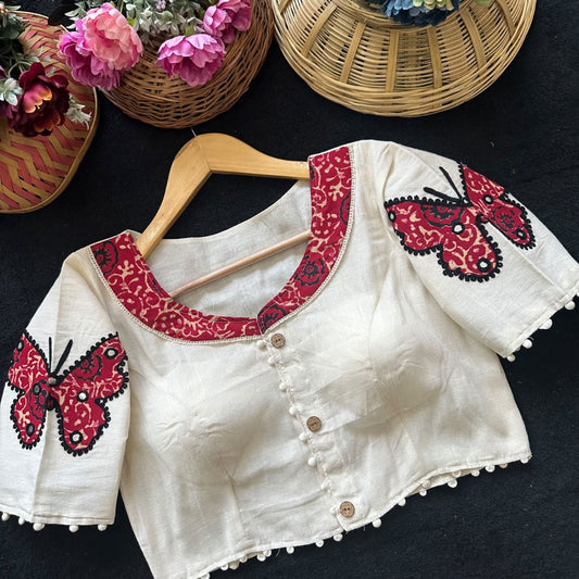 Readymade Appliqué Embroidered & Ajrakh Patch Work Blouse – 59 AED