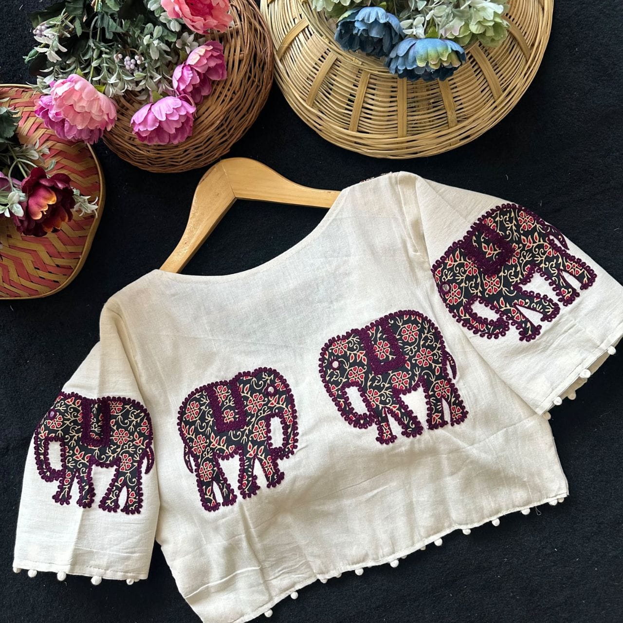 Readymade Appliqué Embroidered & Ajrakh Patch Work Blouse – 59 AED