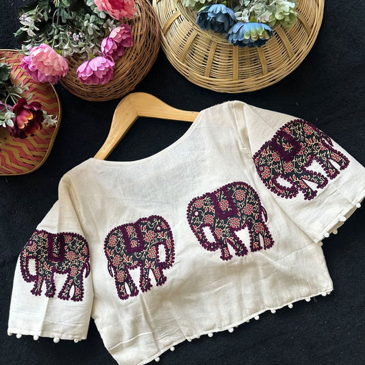 Readymade Appliqué Embroidered & Ajrakh Patch Work Blouse – 59 AED