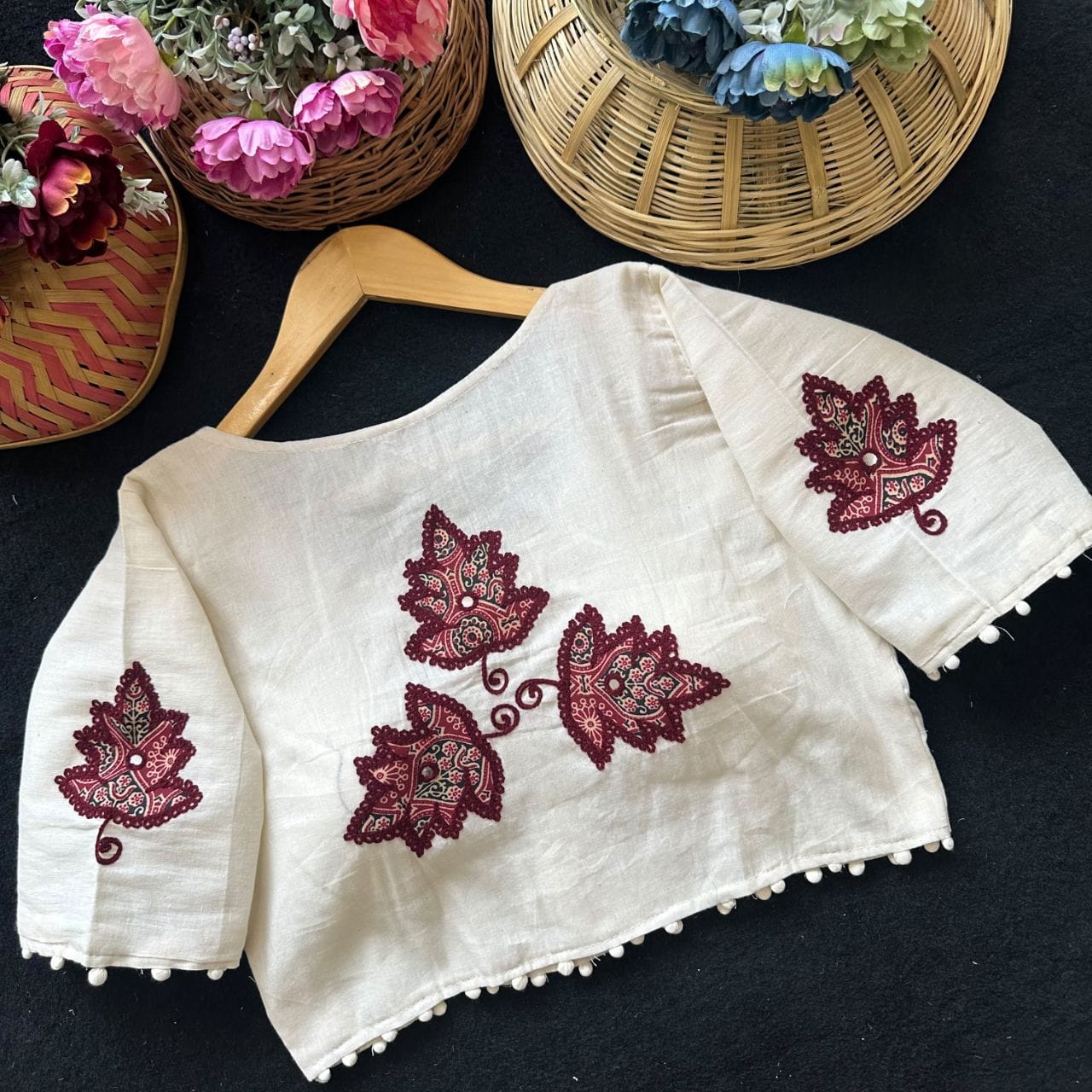 Readymade Appliqué Embroidered & Ajrakh Patch Work Blouse – 59 AED