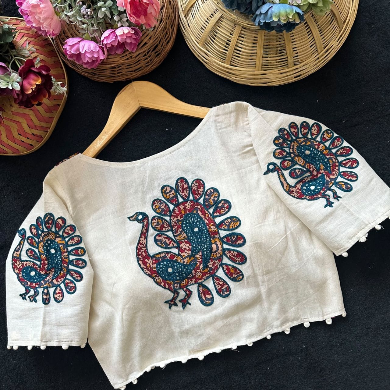 Readymade Appliqué Embroidered & Ajrakh Patch Work Blouse – 59 AED