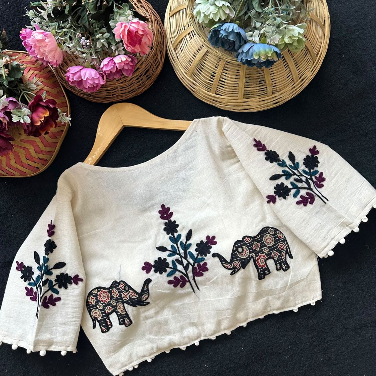 Readymade Appliqué Embroidered & Ajrakh Patch Work Blouse – 59 AED