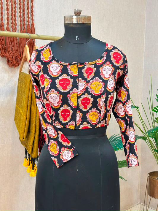 5501 - Elastic Long Sleeve Stretchable Ajrakh Blouse – 39 AED