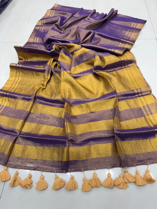 Mul Tissue Saree with Golden Zari – 99 AED