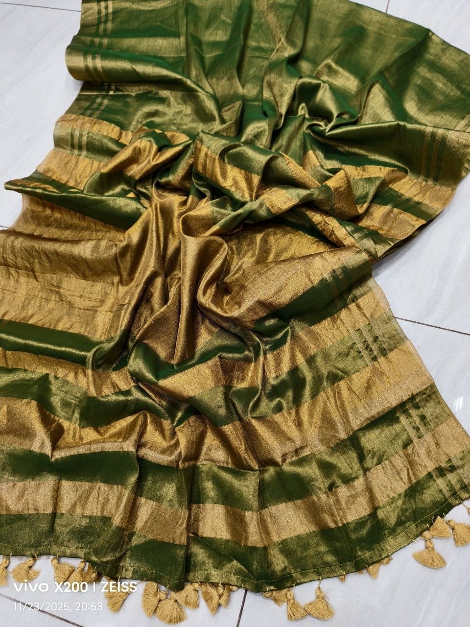Mul Tissue Saree with Golden Zari – 99 AED