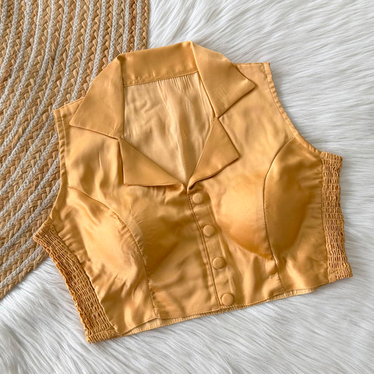 Side Elastic Stretchable Collar Neck Padded Blouse – 50 AED