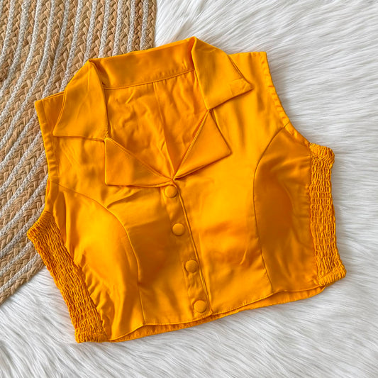 Side Elastic Stretchable Collar Neck Padded Blouse – 50 AED
