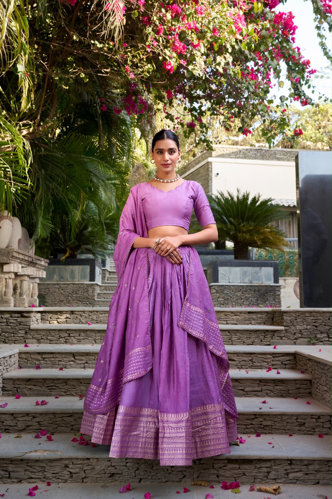 Chanderi Cotton Silk Readymade Dhavani / Half Saree Collection – 119 AED
