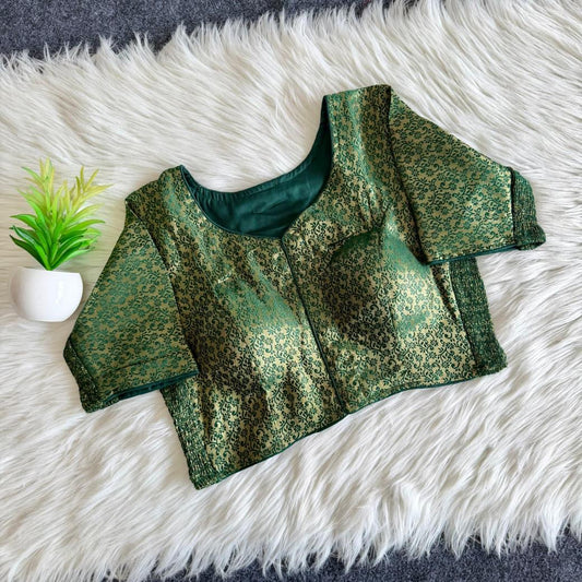 Side Elastic Stretchable Brocade Silk Cotton Blouse – 55 AED