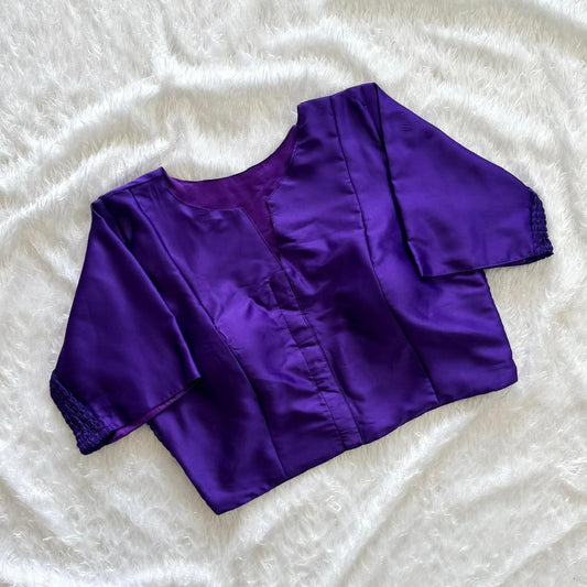 Plus Size V Plain Stretchable Readymade Blouse