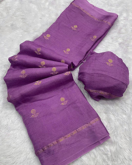 Khadi Viscose Saree with Viscose Zari Weaving & Running Blouse