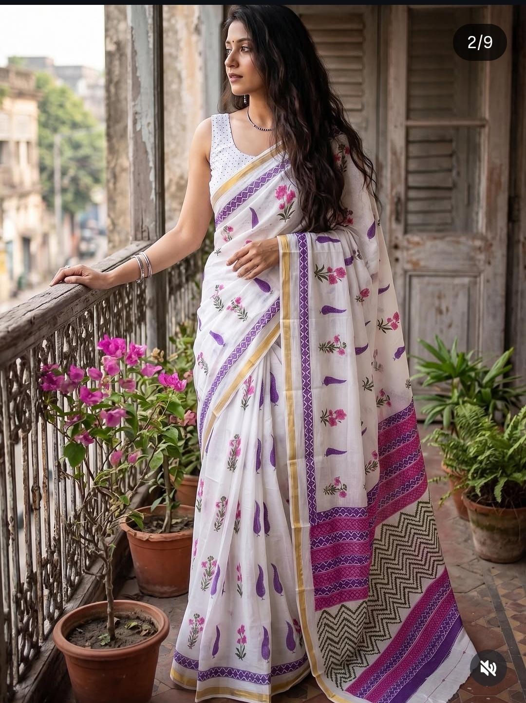 Mul Cotton Floral Printed Saree