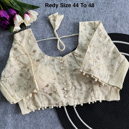 Plus Size Khadi Cotton Readymade Embroidered Blouse